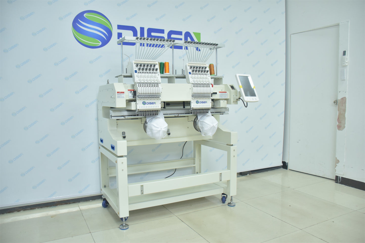 Double Head 12-Needle Industrial Embroidery Machine – Commercial-Grade | USB | 1200RPM | Cap & Garment Ready