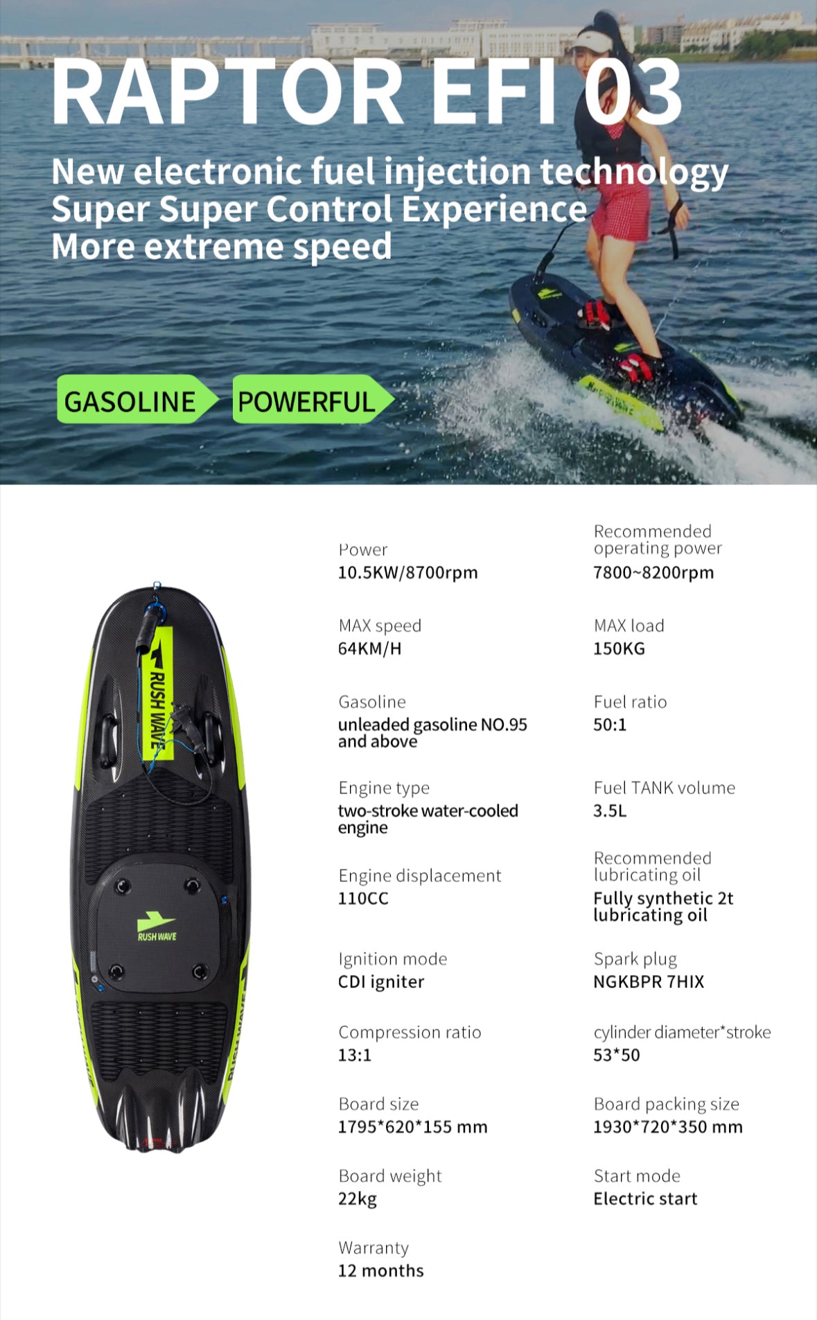 Raptor EFI 03 – Pro-Level EFI Gasoline Hydrofoil Board