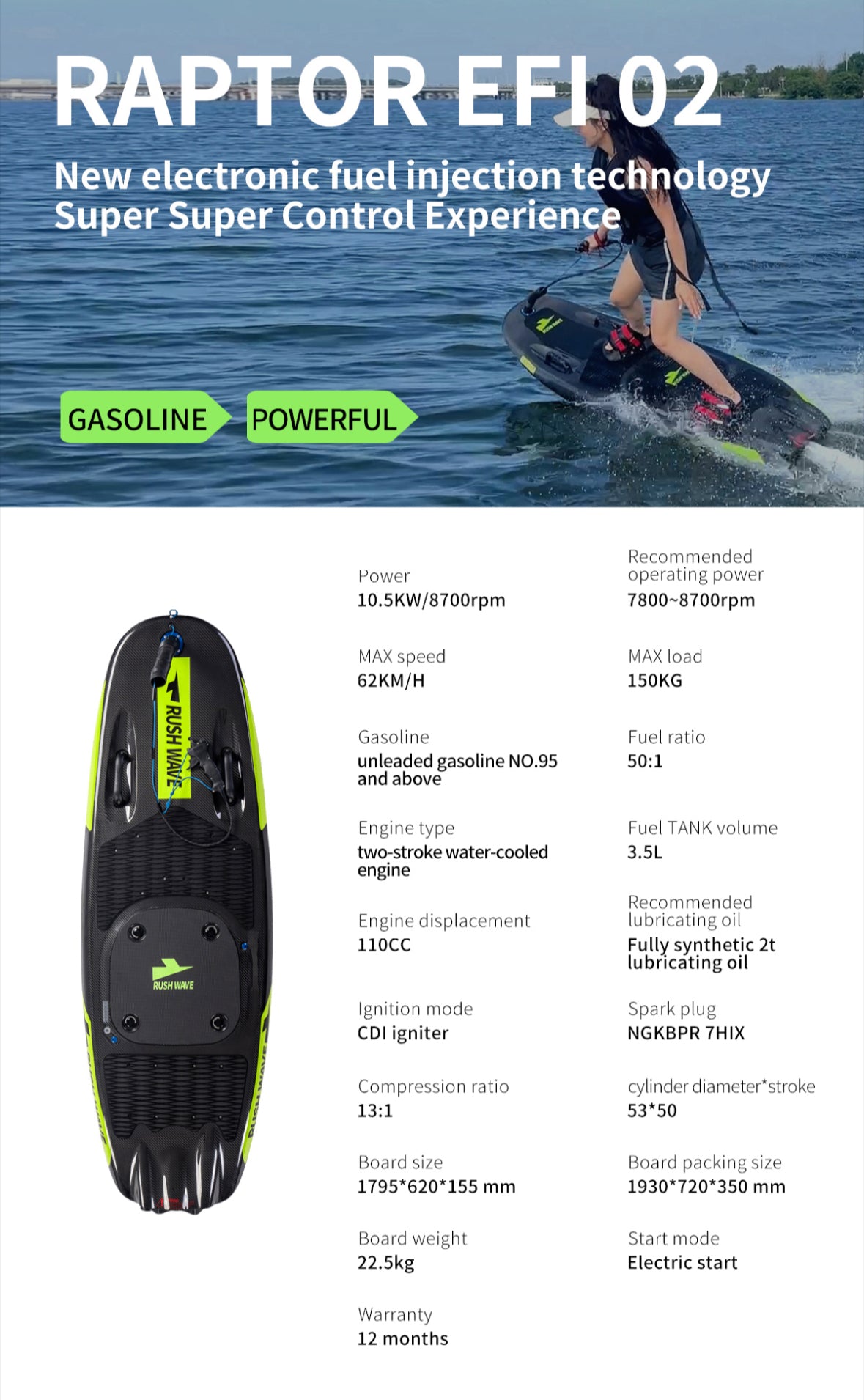 Raptor EFI 02 – Next-Gen EFI Gasoline Hydrofoil Board