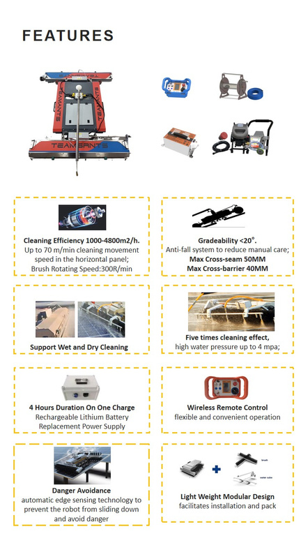 TAR01-1000S Solar Panel Cleaning Robot | Dual-Brush | Remote Controlled | Industrial Solar Farm Maintenance