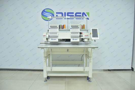 Double Head 12-Needle Industrial Embroidery Machine – Commercial-Grade | USB | 1200RPM | Cap & Garment Ready
