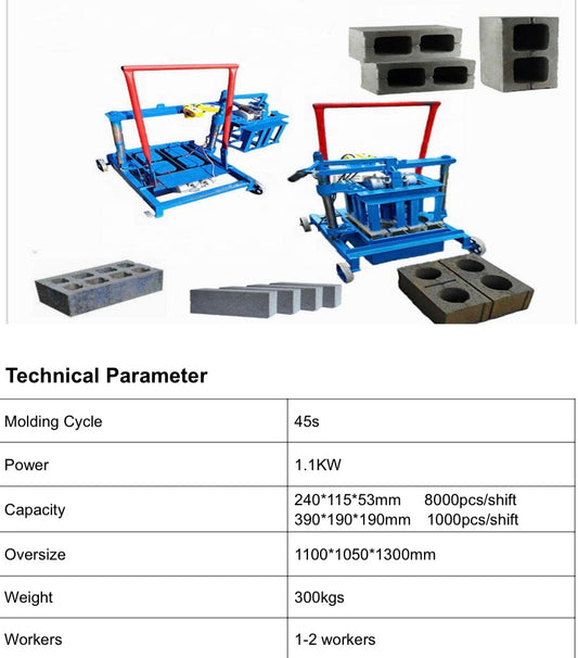 DX3-45 Straight Pull Small Mobile Brick Making Machine