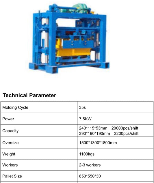 DX4-40A Semi-Automatic Hollow Block Making Machine