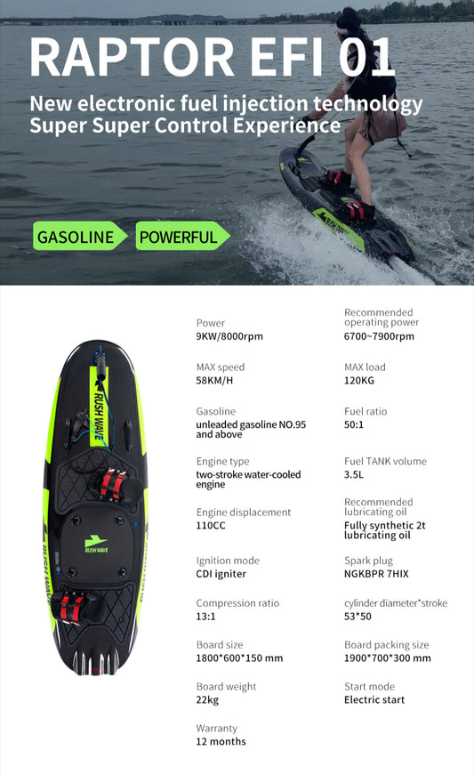 Raptor EFI 01 – EFI-Tuned Gasoline Hydrofoil Board