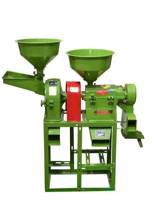 Rice Mill and Grain Grinder Combo - 250kg/h Dual Function - Small Farm Processing (220V)