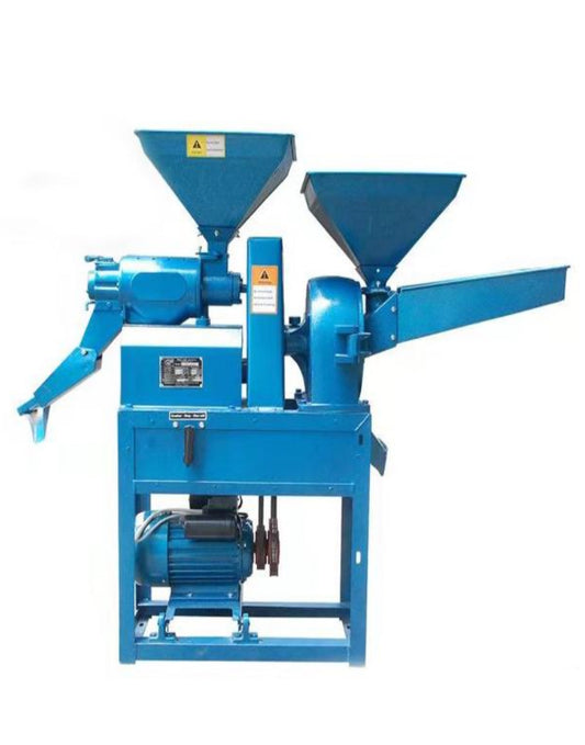 Rice Mill and Grain Grinder Combo - 250kg/h Dual Function - Small Farm Processing (220V)